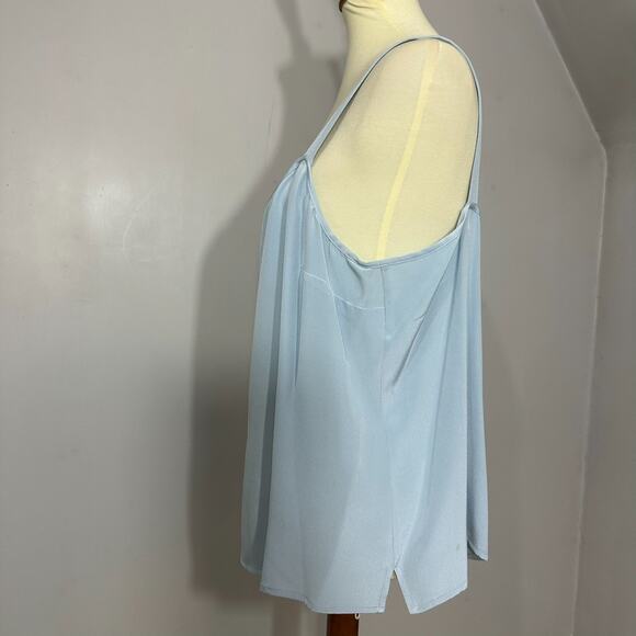 DONCASTER Blue Linen Silk 2pc Layered Top Set Sz 18 Cottage Preppy Eyelet Sheer - Picture 10 of 16